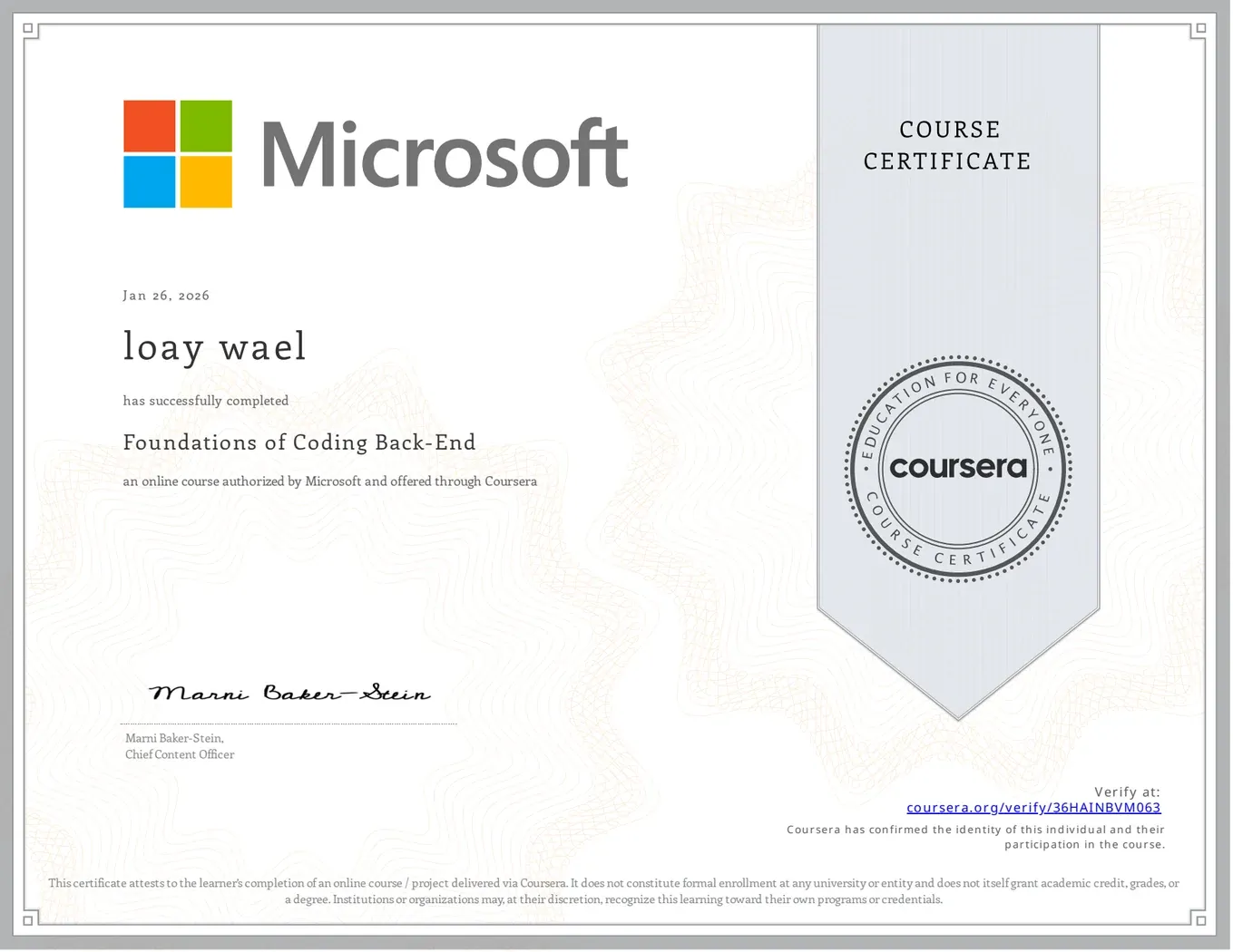 Foundations of Coding Back-End