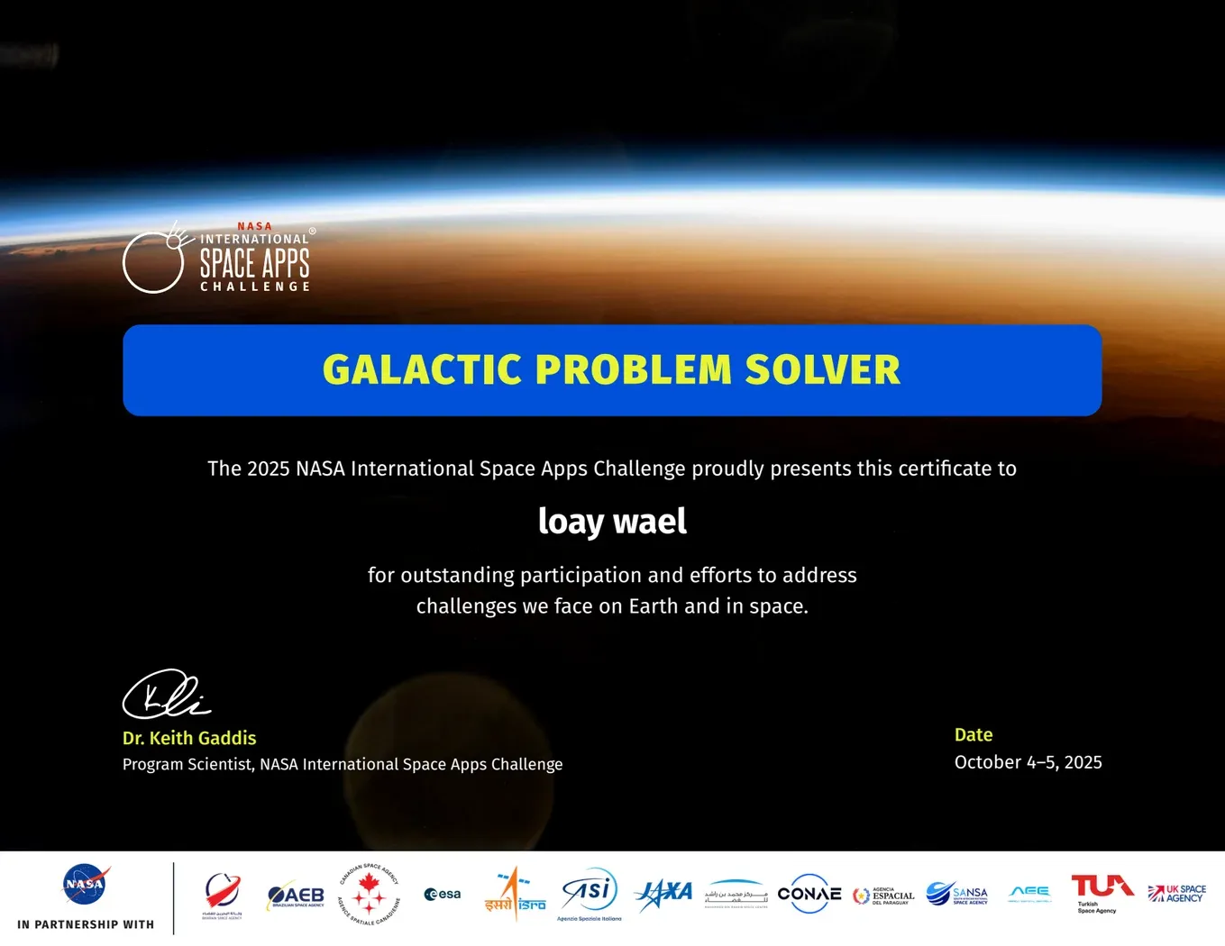 NASA Space Apps Galactic Problem Solver